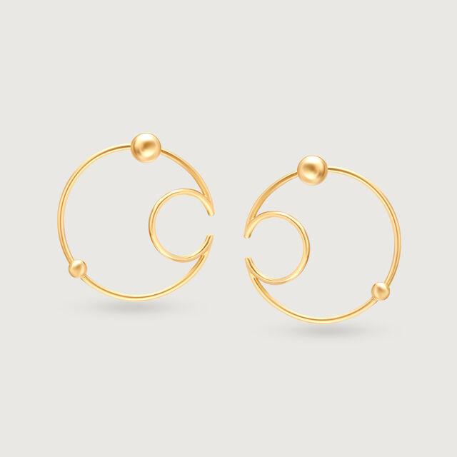 Starship Sparklers 14KT Yellow Gold Orbit-Inspired Stud Earring,,hi-res image number null