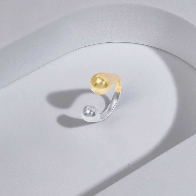 Dual Tone Sphere Silver Ring,,hi-res image number null