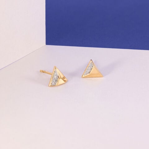 Sharp Faceted Diamond Stud Earrings