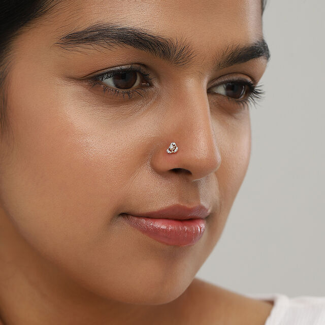 Glow Petite Gold and Diamond Nose Pin,,hi-res image number null