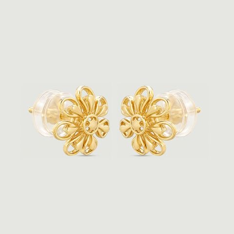 Radiant Floral Gold Stud Earrings