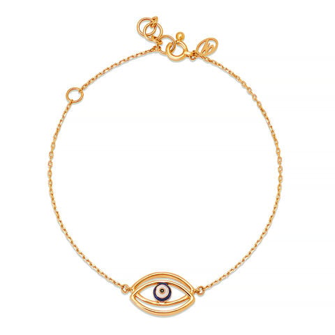 14KT Yellow Gold Layered Evil Eye Bracelet