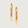 Ribbed Radiance 18KT Gold Hoop Earrings,,hi-res view 3