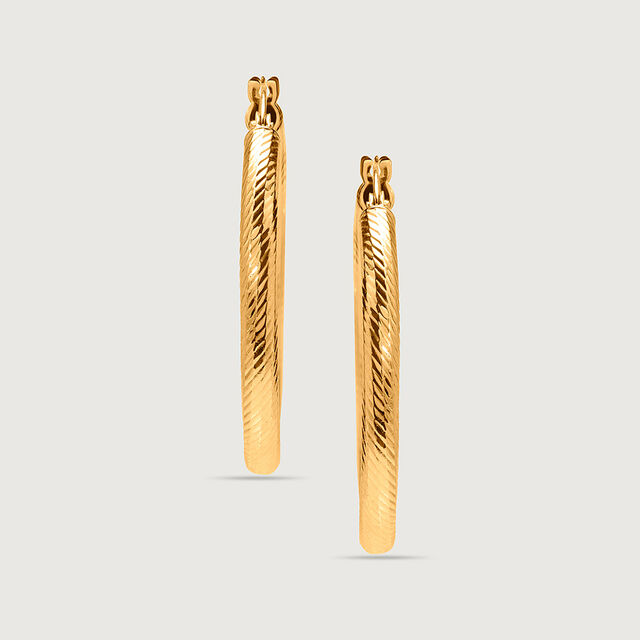 Ribbed Radiance 18KT Gold Hoop Earrings,,hi-res image number null