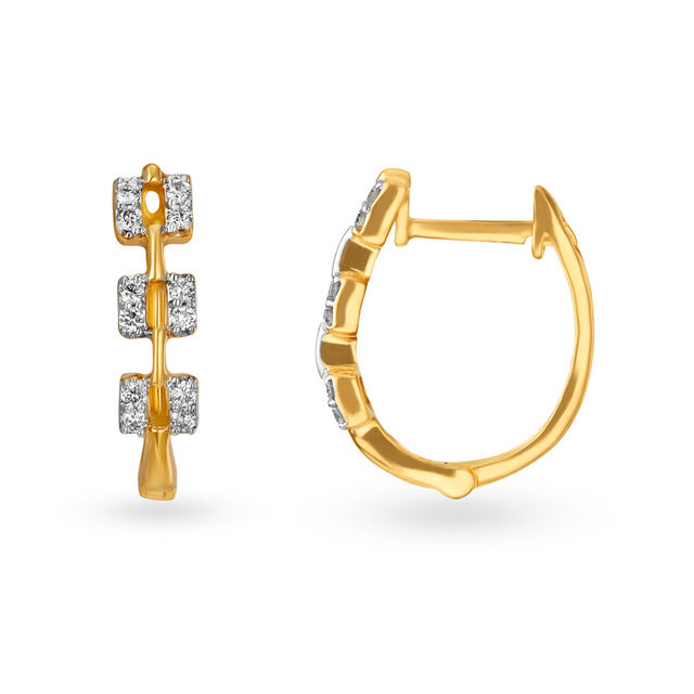 Chic Diamond and Gold Hoop Earrings,,hi-res image number null