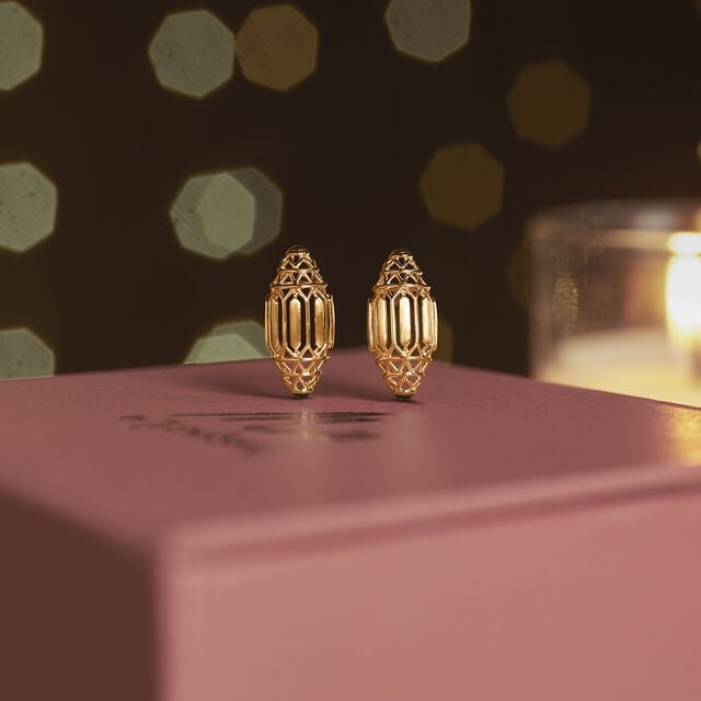 Intricate Architectural Gold Stud Earrings,,hi-res image number null