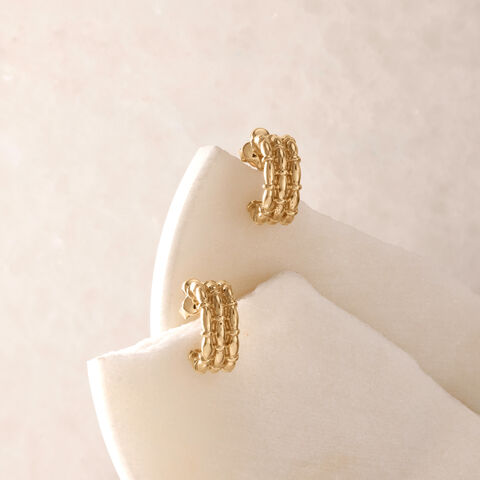 Braided Texture Gold Hoop Earrings