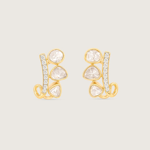 Lustrous Vine Polki Diamond Hoop Earrings