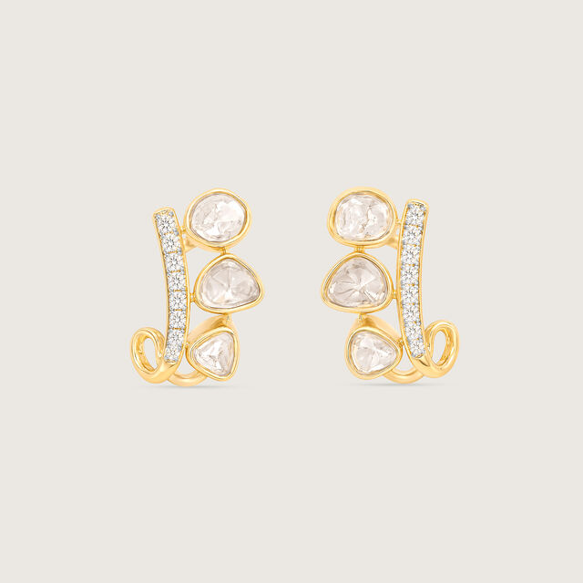 Lustrous Vine Polki Diamond Hoop Earrings,,hi-res image number null