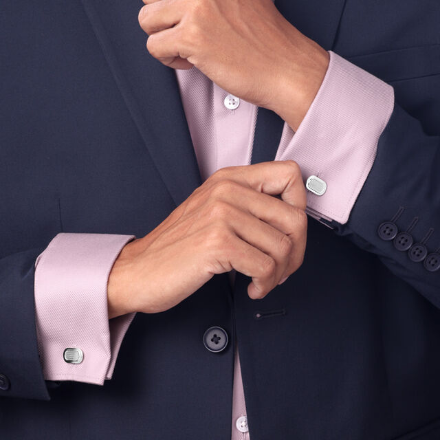 Oval Line Silver Cufflinks,,hi-res image number null