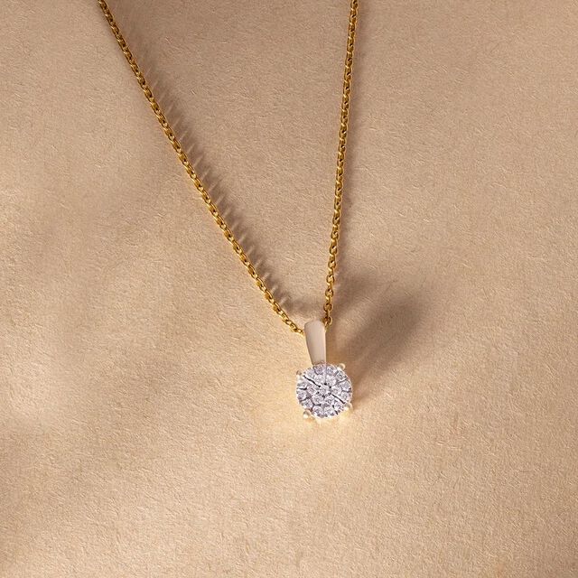 Dual Tone Gold & Diamond Pendant,,hi-res image number null