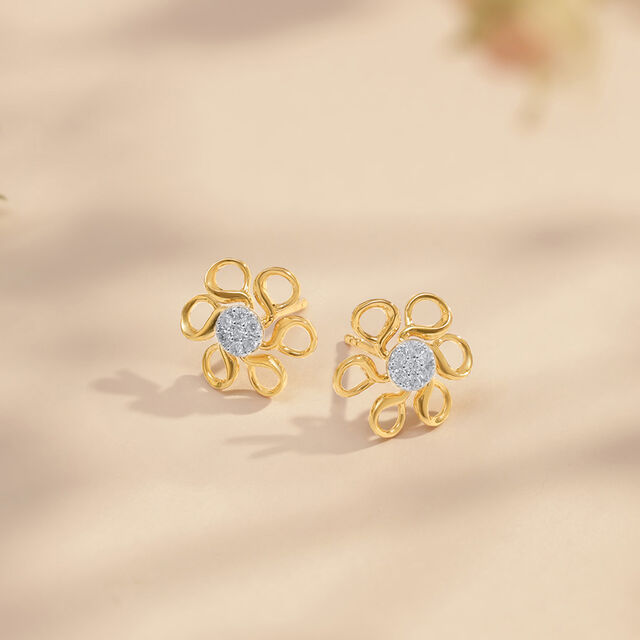 Dancing Daisy Diamond Stud Earrings,,hi-res image number null