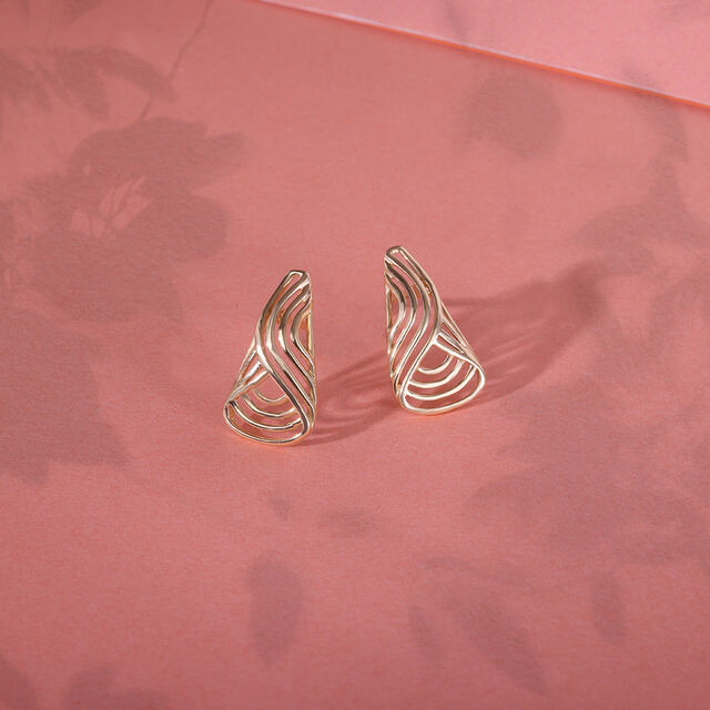 14KT Yellow Gold Triangle Edge Delight Stud Earrings,,hi-res image number null
