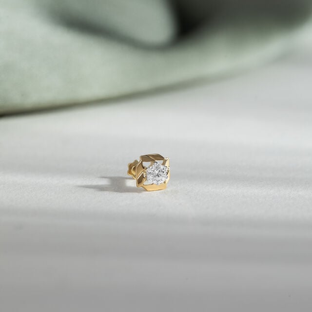 Sparkling Charm Gold and Diamond Nose Pin,,hi-res image number null