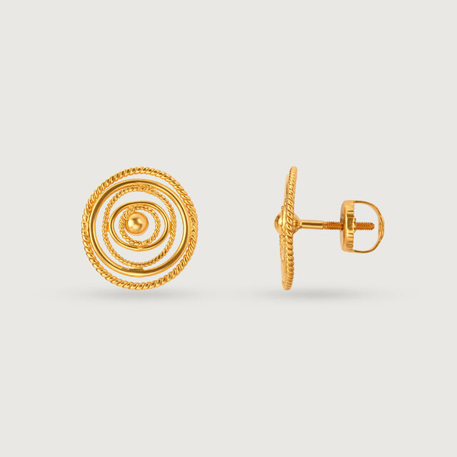 Rustic Charm 22KT Gold Stud Earrings,,hi-res image number null