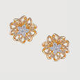 Crochet Bloom Gold and Diamond Stud Earrings,,hi-res view 3