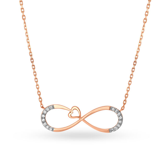 Buy 14KT Rose Gold Infinity Pendant With Chain Online Mia by Tanishq