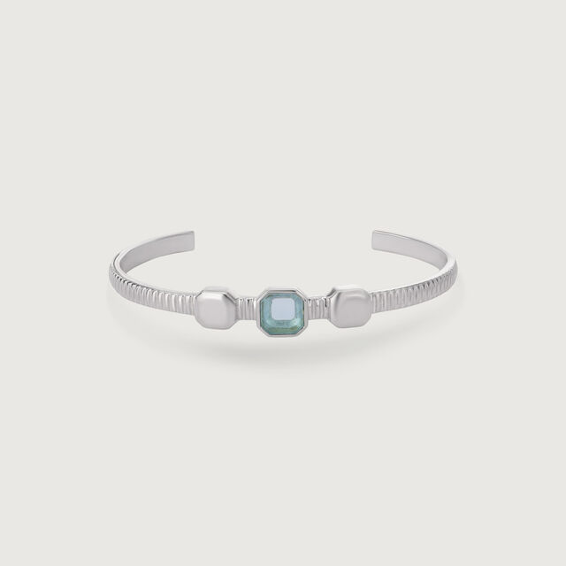 Chic Bezelled Silver Bangle,,hi-res image number null