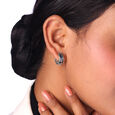 Cosmic Drip Silver Hoop Earrings,,hi-res view 2