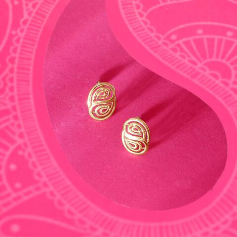 Paisley Duo Gold Stud Earrings