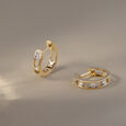 Edgy Radiant Gold & Diamond Hoop Earrings,,hi-res view 1