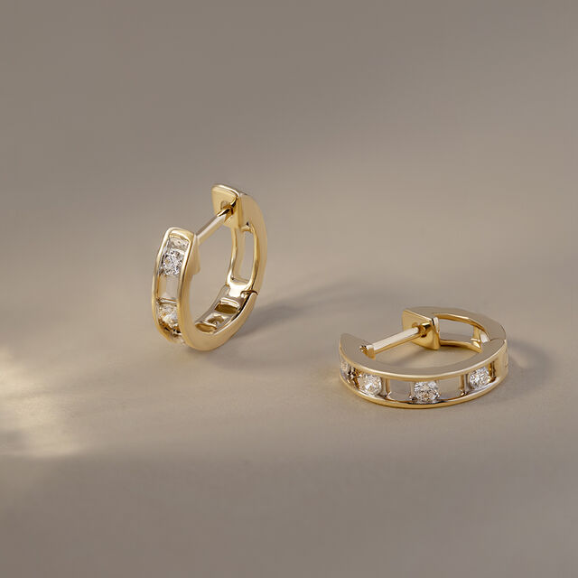 Edgy Radiant Gold & Diamond Hoop Earrings,,hi-res image number null