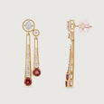 Pink Disco Gold & Tourmaline Drop Earrings,,hi-res view 4