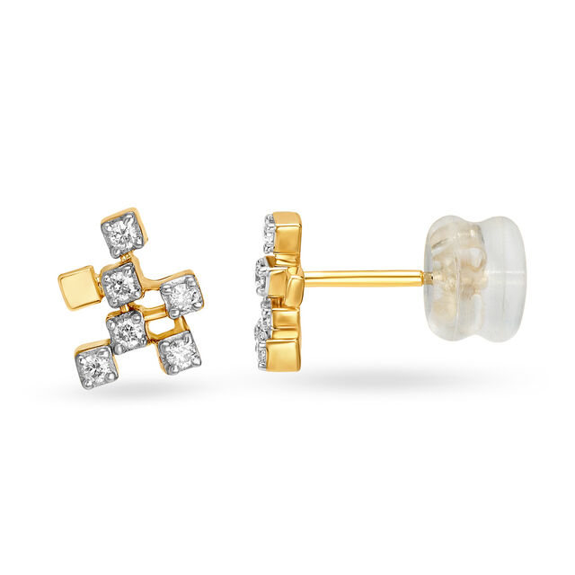 14KT Yellow Gold Diamond Stud Earrings,,hi-res view 2