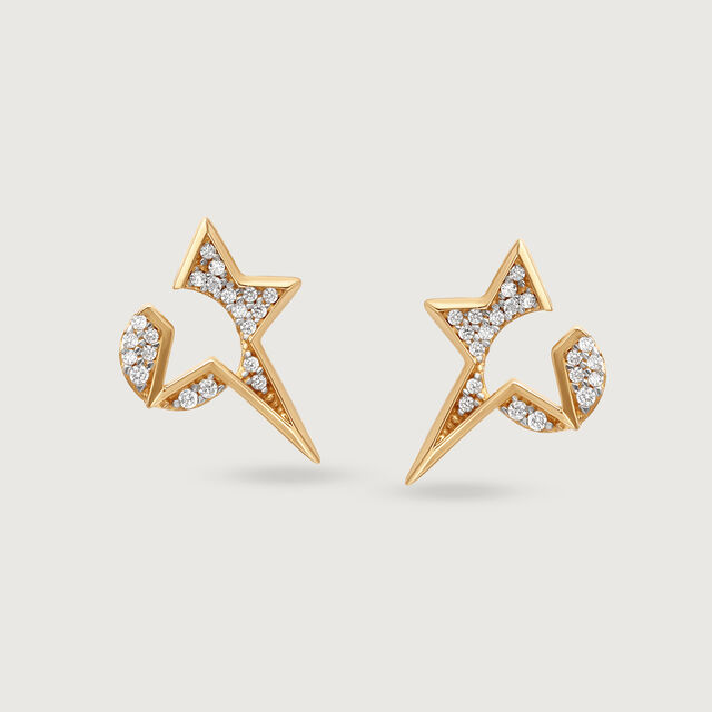 14KT Sparkly Shooting Star Stud earrings,,hi-res image number null