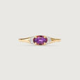 Elegant Minimal Amethyst & Diamond Ring,,hi-res view 3