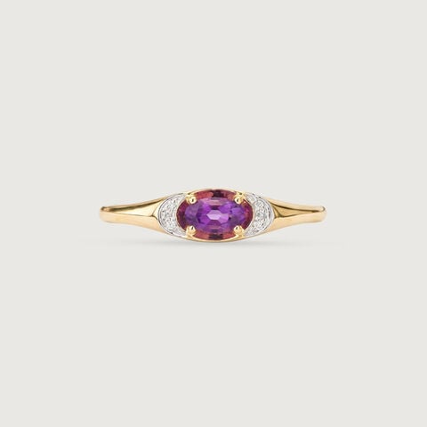 Elegant Minimal Amethyst & Diamond Ring