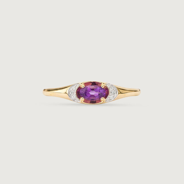 Elegant Minimal Amethyst & Diamond Ring,,hi-res image number null