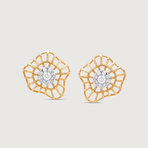 Gleaming Blossom Diamond Stud Earrings