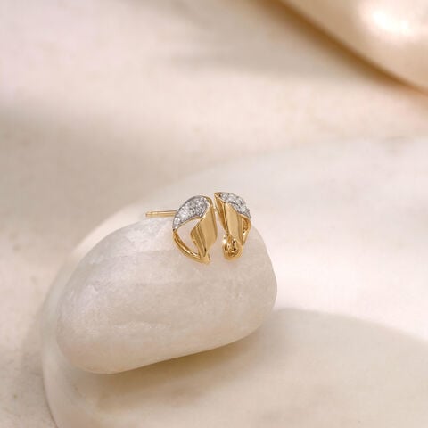 Sculpted Fold Diamond Stud Earrings