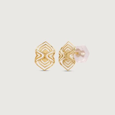 Arcade Elegance Gold Stud Earrings