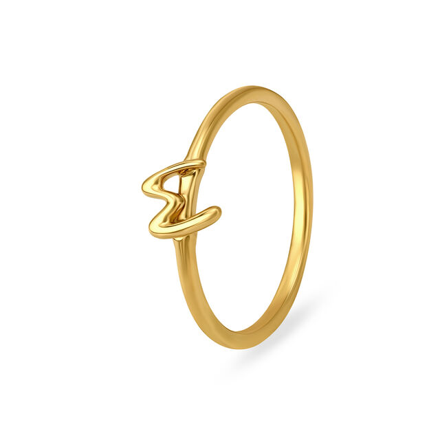 Letter M 14KT Yellow Gold Initial Ring,,hi-res view 1