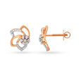 Aesthetic 18KT Gold Diamond Floral Ear Stud Earrings,,hi-res view 1