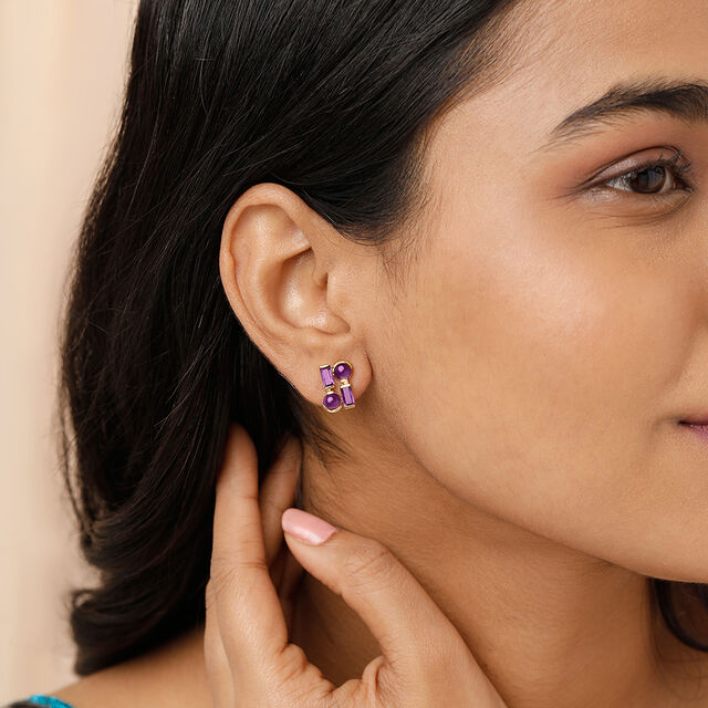 Bombshell 14KT Amethyst  Stud Earrings,,hi-res image number null