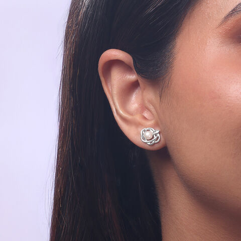 Petal Grace Silver Stud Earrings