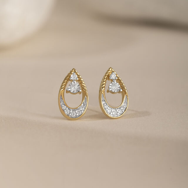 Teardrop Unity Gold & Diamond Stud Earrings,,hi-res image number null