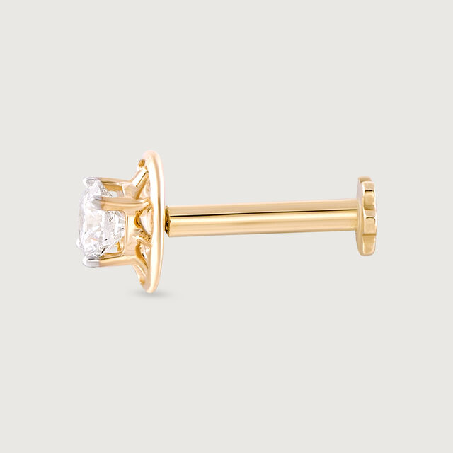 Celestial Circle Gold and Diamond Nose Pin,,hi-res image number null