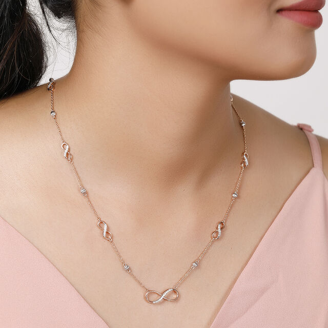 14KT Rose Gold Infinite curves Diamond Long to short Haram,,hi-res view 1