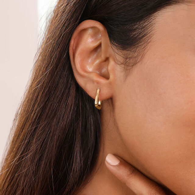 Sculpted Triangle Gold Hoop Earrings,,hi-res image number null