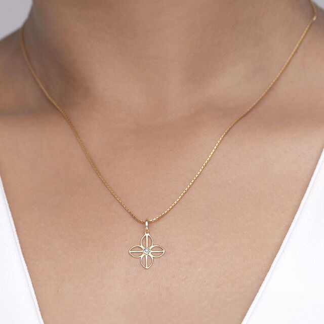 Elegant Floral Gold & Diamond Pendant,,hi-res image number null