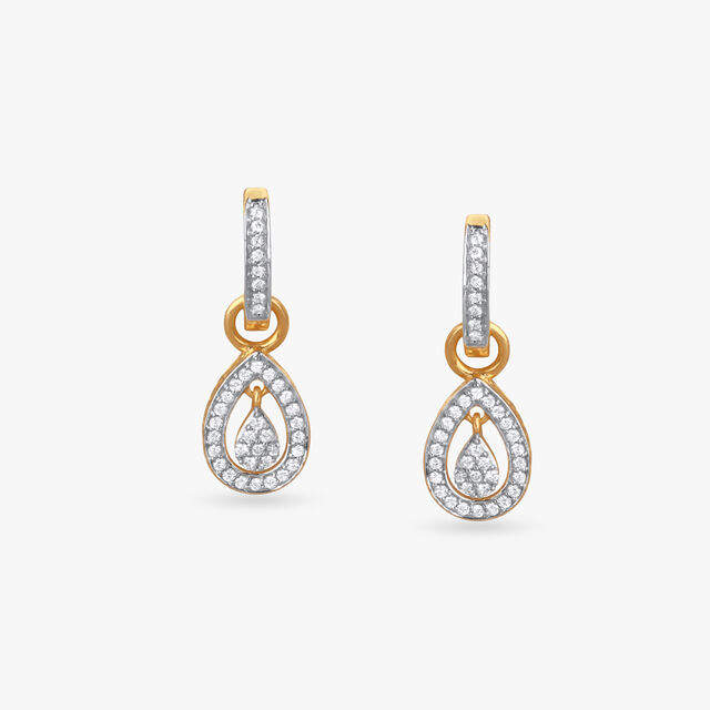 Teardrop Sparkle Diamond Hoop Earrings,,hi-res image number null