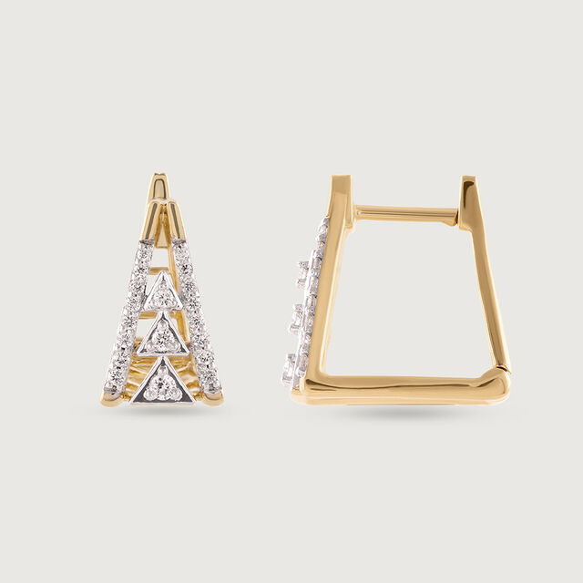 Geo Luxe Gold & Diamond Hoop Earrings,,hi-res image number null