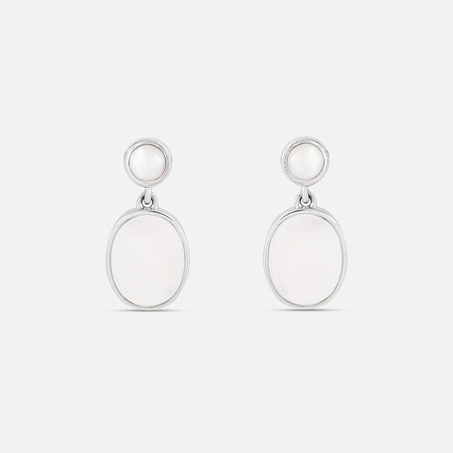 Luminous Pearl Silver Drop Earrings,,hi-res image number null