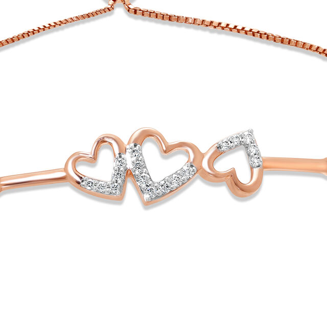 14KT Rose Gold Lovely Heart Diamond Bracelet,,hi-res image number null