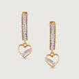 Heart Glow Gold & Diamond Hoop Earrings,,hi-res view 3