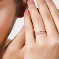14KT Rose Gold Linked In Love Diamond Finger Ring,,hi-res view 3